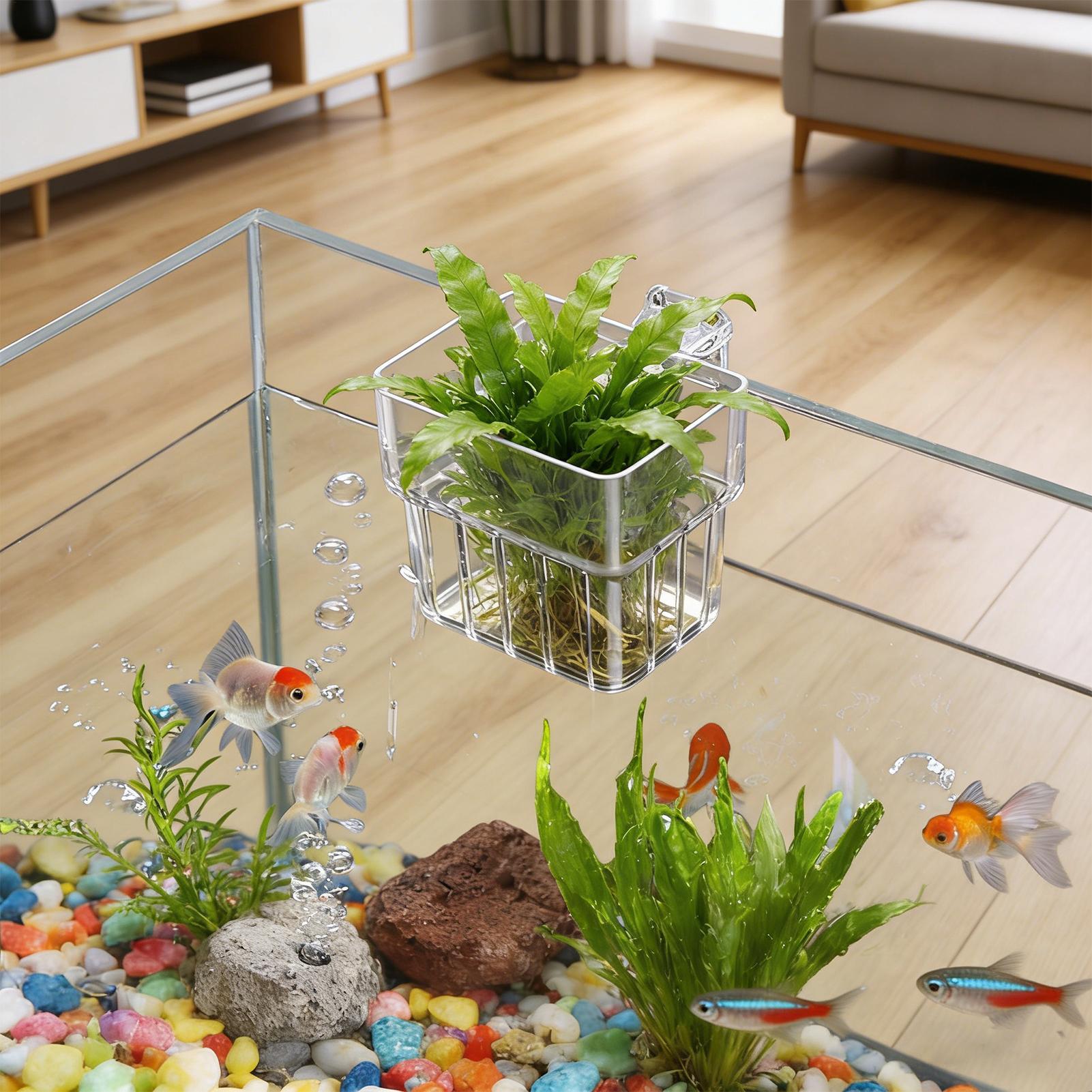 Aquarium Fish Only - Transparent Hangable Aquarium Plant Holder Pot