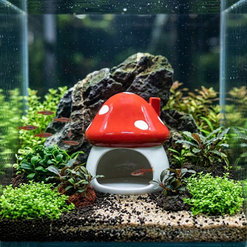 Aquarium Fish Parrot - Mini Ceramic Fish Tank Hideout Parrot