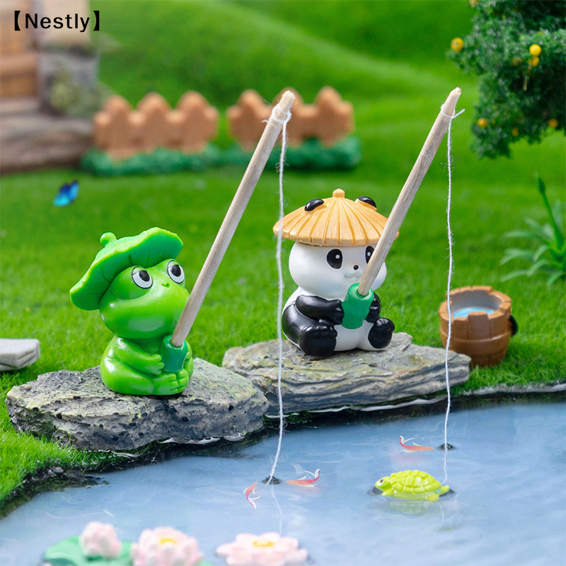 Fishing Frog Panda Figurines O - Aquarium Fish Cartoon 评论和价格