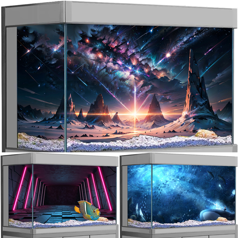 Galaxy Starry Sky PVC Aquarium - Aquarium Fish Wallpaper 评论和价格