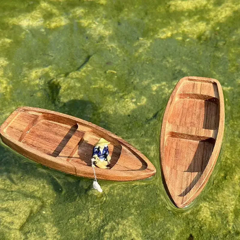 Handmade Wooden Boat Mini Floa - Aquarium Fish Cartoon 评论和价格