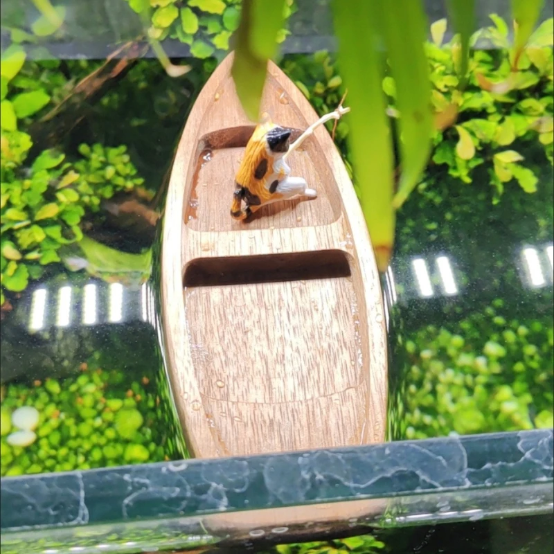 Handmade Wooden Boat Mini Floa - Aquarium Fish Cartoon 评论和价格