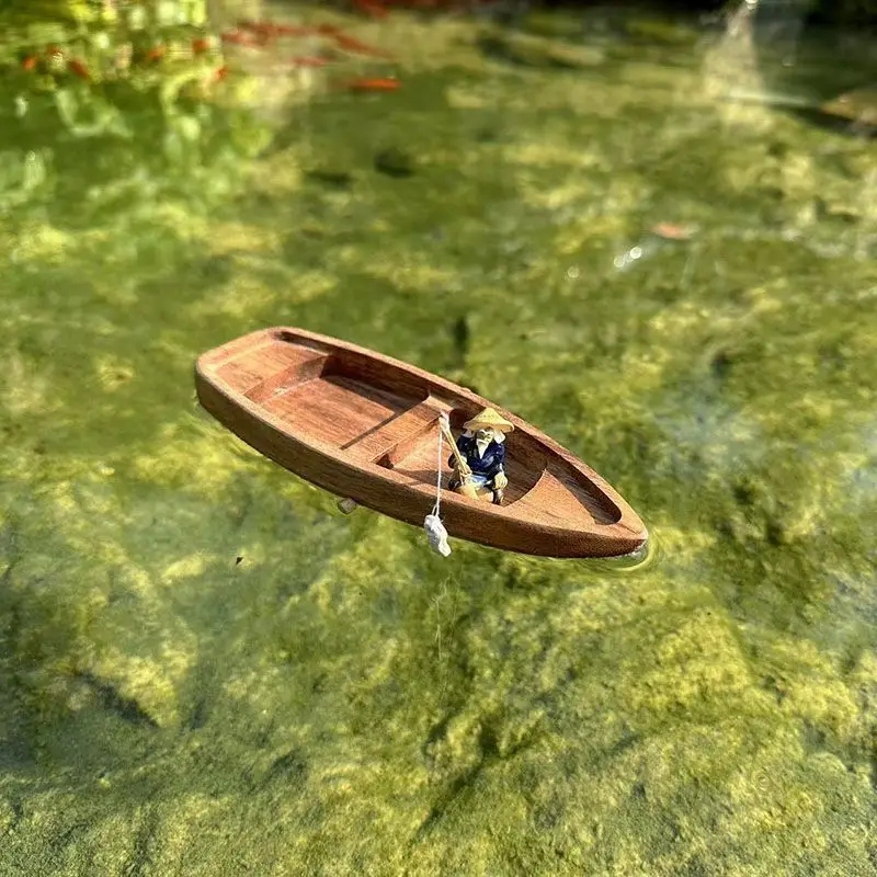 Handmade Wooden Boat Mini Floa - Aquarium Fish Cartoon 评论和价格