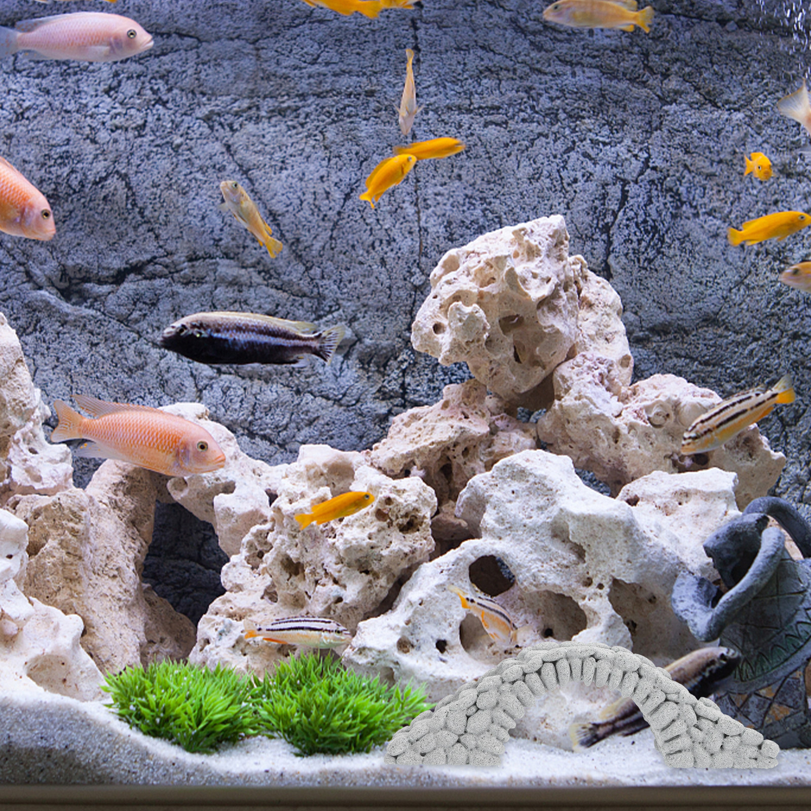 2Pcs Lifelike Miniature Stone  - Aquarium Fish Bridge 评论和价格